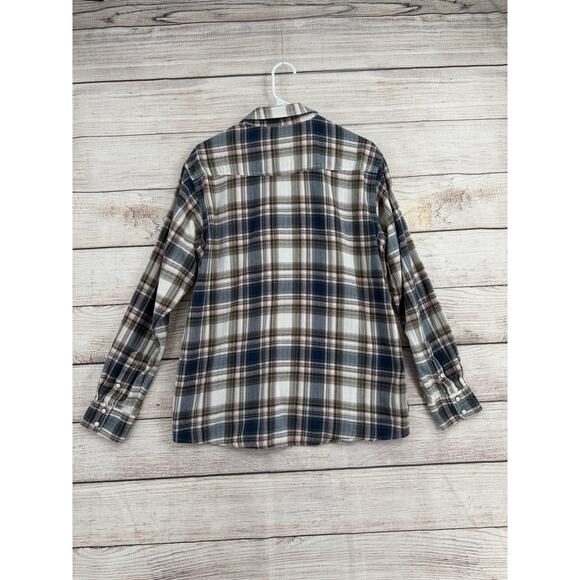 Ariat Retro Fit Pearl Snap Western Shirt Mens Large Blue White Rust Plaid - Picture 2 of 9